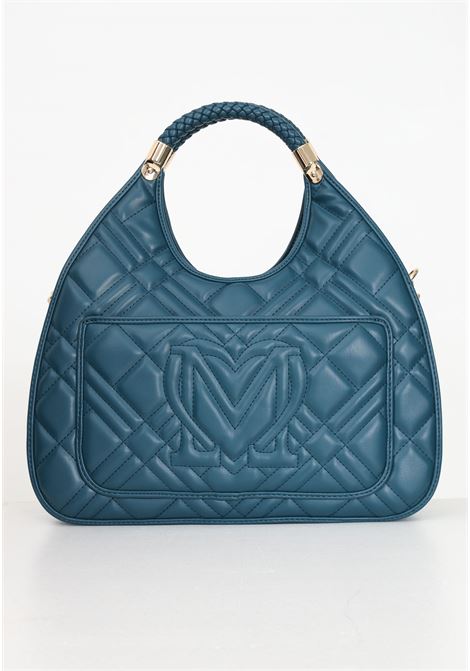 Green women's handbag with quilted pattern and logo LOVE MOSCHINO | JC4146PP1LLA0815